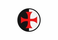 Patch ecusson drapeau blason templier chevalier r1 imprime thermocollant rond