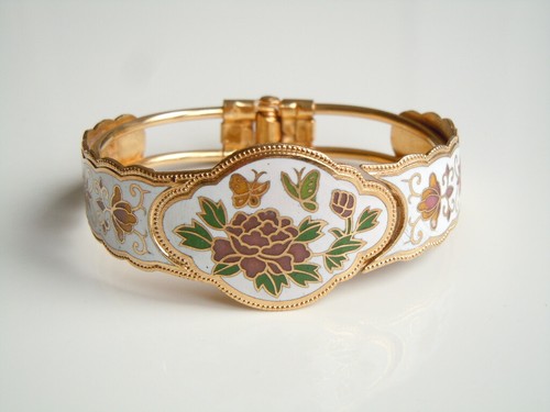 Bracelet cloisonné émail ton - bracelet,