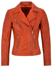 Veste cuir orange pour - orange,