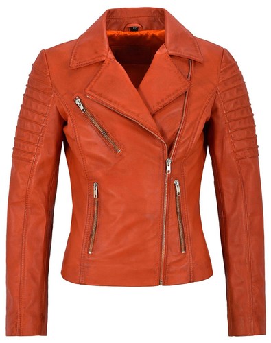 Veste cuir orange pour - en,