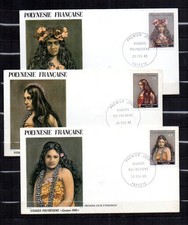 POLYNESIE FRANCAISE "Visages Polynésiens" Lot de 3 Enveloppes 1er Jour 1985