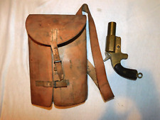 RARE SACOCHE CUIR TRANSPORT PISTOLET LANCE FUSEES modèle 1918 / BEAUX MARQUAGES