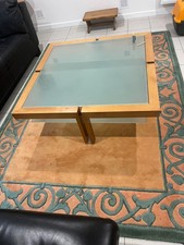 table basse salon deux plateaux verre Roche Bobois 