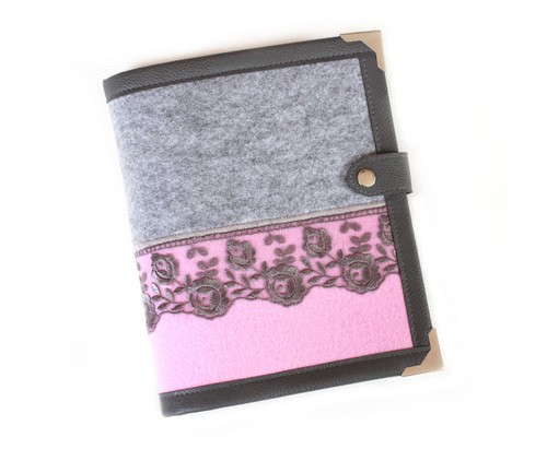 Lace felt planner binder - lace, a5