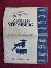 notice descriptive des carburateurs ZENITH STROMBERG : modèle T a starter
