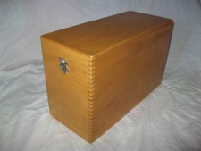 Vintage Ancienne BOÎTE DE RANGEMENT CARTES POSTALES en BOIS Photos Fiches CPA CP