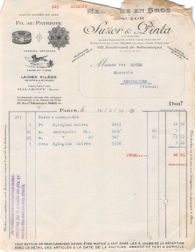 1933 mercerie gros - 1933, en