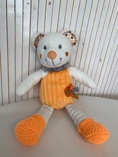 Peluche Doudou Ourson blanc et orange jeu d'éveil 1er âge PDOU101