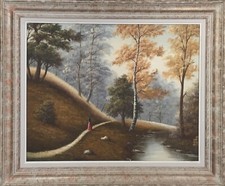 peinture huile sur toile montagne forêt paysage