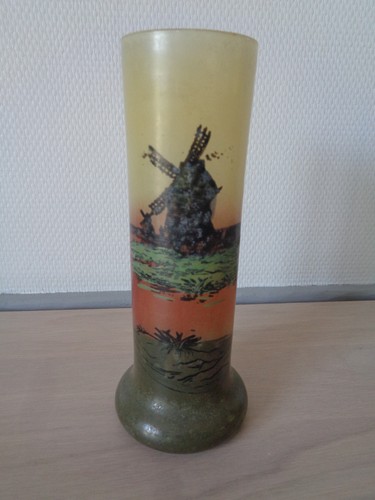 Vase legras verre peint et - en,