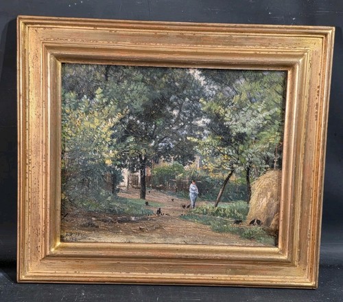 Tableau huile fermière basse - tableau,