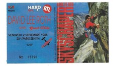 RARE / TICKET BILLET CONCERT - DAVID LEE ROTH VAN HALEN LIVE A PARIS FRANCE 1988