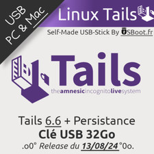 CLÉ USB LINUX BOOTABLE TAILS 6.6 TOR OS - 32GB SORTIE 13/08/24 AVEC PERSISTANCE
