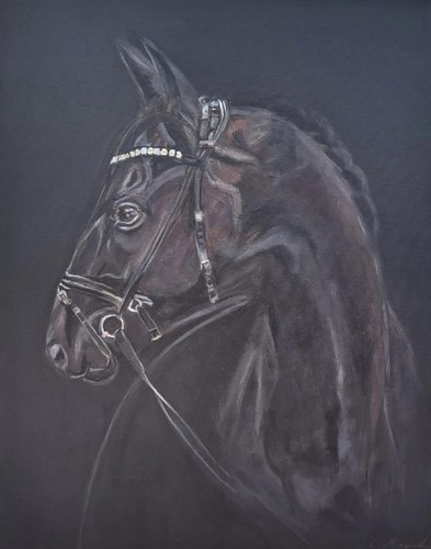 Cheval noir tableau - cheval,