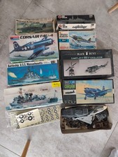 pour pièces = lot anciennes maquettes 1/48 militaire avion bateau hélicoptère