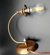 Ancienne lampe bureau Laiton Col de cygne A poser ou mural Testé OK Sans Tulipe