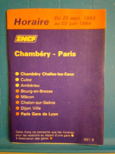 Horaires chambéry paris - horaires,