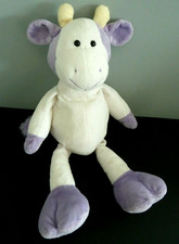 H6. DOUDOU PELUCHE PLAYKIDS CMI VACHE BLANC MAUVE VIOLET BILLES 40cm EXC. ETAT
