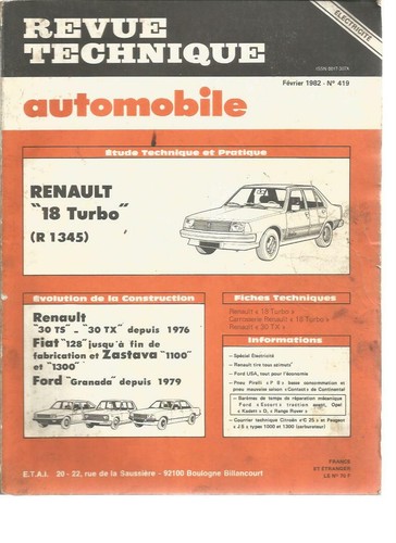 Revue technique automobile - revue,