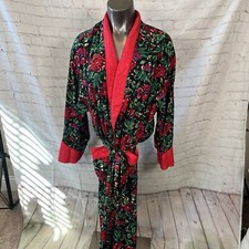 Vintage Victoria's Secret Taille M Étiquette Or Floral Longue Robe Satin Kimono