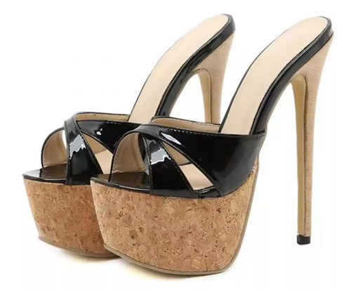 Sandales noires vernies avec - sandales,
