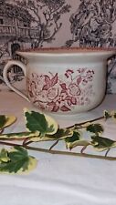 ANCIEN POT DE CHAMBRE POT A FLEURS TERRE DE FER DECOR VIEUX ROSE
