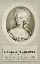 MARIE ANTOINETTE (1755-1793) PORTRAIT, GRAVURE ORIGINALE DE 1825, NÉ À VIENNE