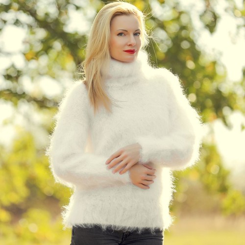White fluffy light mohair