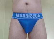 Jockstrap bleu aussieBum sans élastiques, taille M / Jockstrap without straps, M