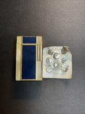 briquet dupont en plaqué or laque de chine de couleur bleue