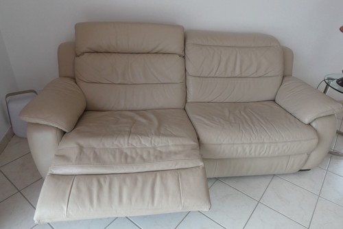 Canapés cuir beige - beige, bon