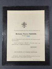 Faire-part décès, Fascier née Augustine Proux, 1830-1898, Villefargeau, Yonne