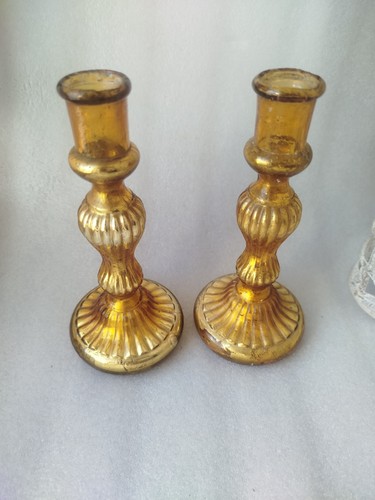 Paire petits bougeoirs verre - bougeoirs,