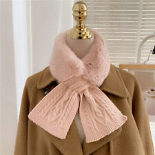 Femmes Hiver Chaud Épaissir Col Croisé Écharpe Fausse Fourrure De Lapin En /