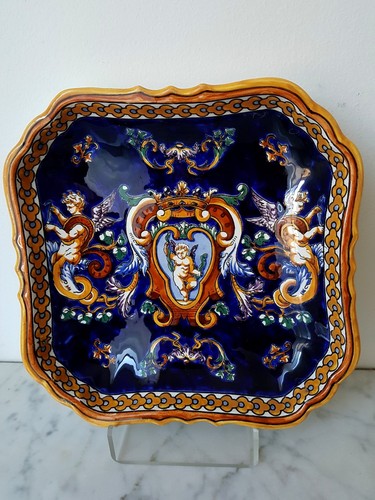 Plat carré faïence - carré-faïence, gien-