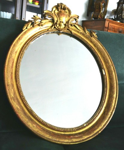 Miroir ovale cadre bois - , et