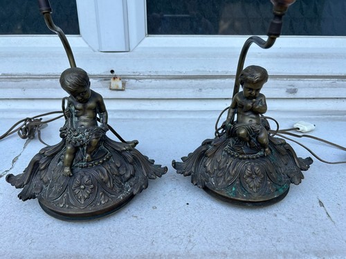 Paire lampes bronze décor - paire, de