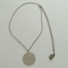 COLLIER CHAINE ARGENTE 40,6cm PENDENTIF ESTAMPE ACIER INOX HYPOALLERGENIQUE