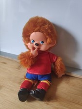 Peluche VIR kiki monchhichi 20 cm orange rouille tenue football vintage