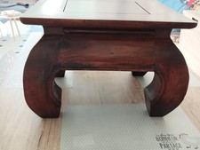 TABLE BASSE ANCIENNE  MODELE OPIUM BOIS MASSIF LAQUE ACAJOU