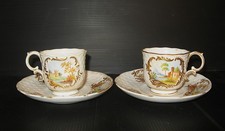 3187*  porcelaine paris deux tasse et sous tasse décor peint main 19eme siècle