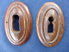 2 entrées de serrure bois Louis porte meuble Louis Philippe 6,65 x 4,2 cm ancien