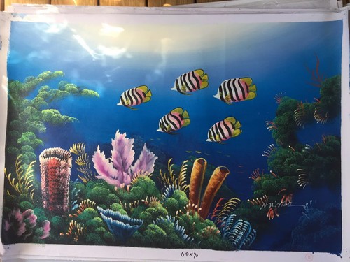 Original oil painting - oil, fish