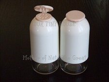 Vtg Tupperware Salt and Pepper Shakers Set Clear Ivory w/pink rose 2314 & 2601