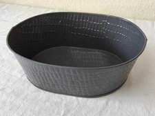 Cache pot, Corbeille en métal gris 24 x 19cm par 8cm de haut