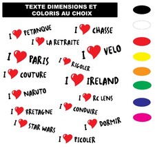 Sticker Autocollant I Love ❤️ Texte Personnalisé – Vinyle Voiture Déco