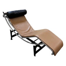 Cassina Le Corbusier LC4 Chaise Longue Vintage Design Cuir Ambre Beige