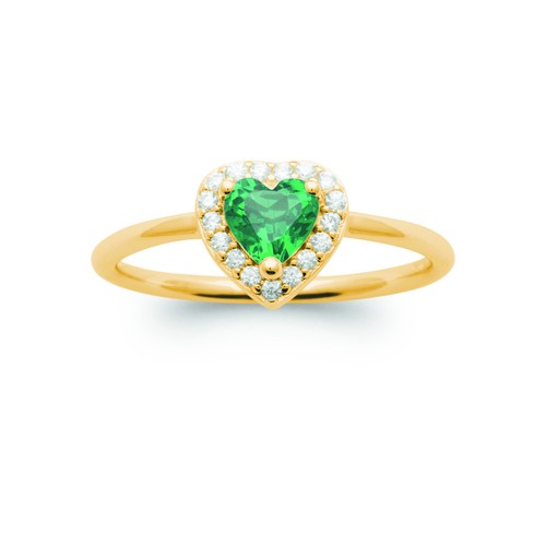 Bague coeur pierre verte