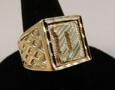 Taille 12 Hommes Bague Hip Hop Initiale Lettre D En Or Plaqué 14KT - Vendeur USA