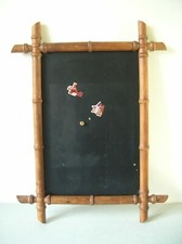 Tableau noir pense bête encadrement de miroir en bois bambou et métal de 61 cm